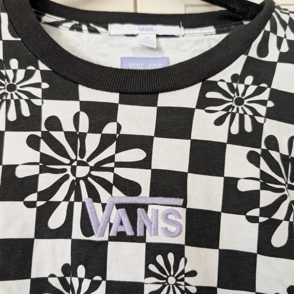 Vans Monochrome Checkered Floral T-Shirt Dress - Picture 3 of 6